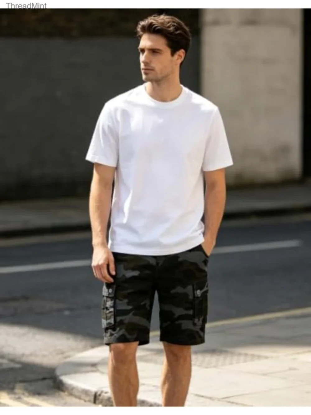 Men's Relaxed Fit Cargo Shorts Cotton Camo Lightweight